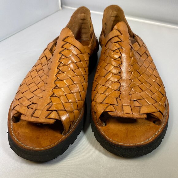 Brand X Brown Woven Leather Haurache Sandals Mens